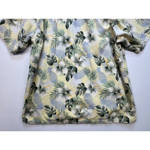 Cherokee Waikiki Hawaiian Button-Up Shirt Size XL Green Short Sleeve Tropical - Picture 10 of 13